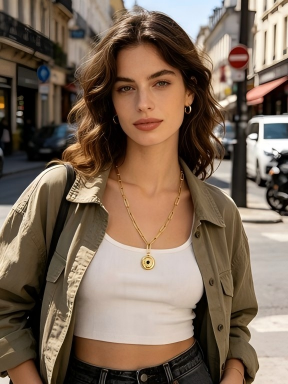 Equal‑Size Paperclip Chain Scattered Tiny Star‑Moon Charms Vacuum Gold Plated Stainless Steel Everyday Necklace | Factory Direct Wholesale